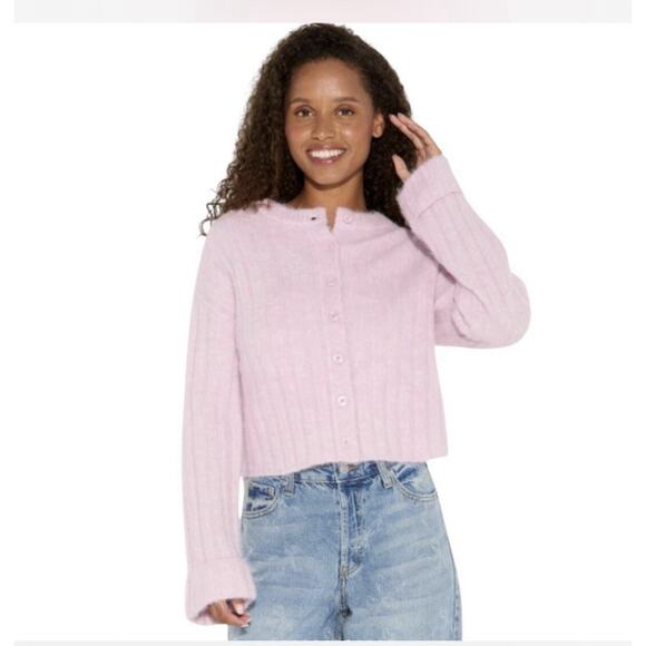 wild fable Sweaters - Wild Fable Women’s Pink Soft Button Down Cardigan Cuffed Sleeve Womens Size L